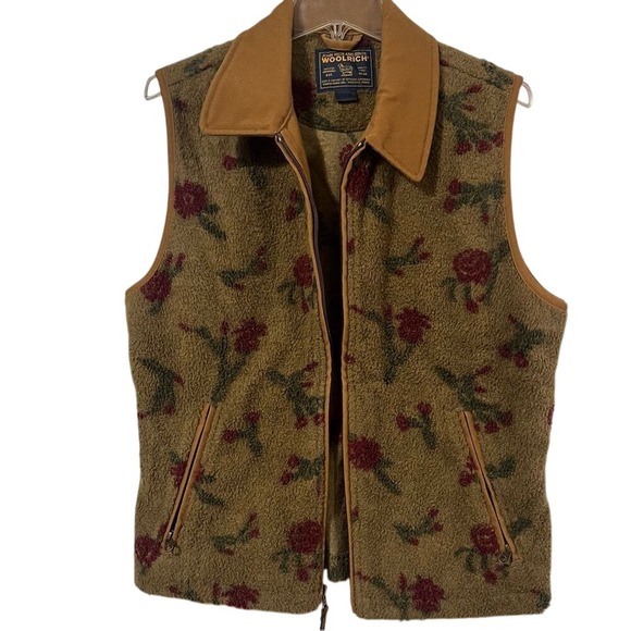 John Rich & Bros Woolrich Brown Floral Full Zipper Vest Women's Medium - Picture 2 of 6